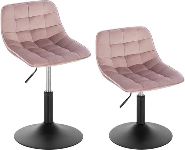 Rootz Velvet Metal Barstol - Bordskammel - Justerbar Barstol - Holdbar, Komfortabel, Ergonomisk - 35cm x 42,5cm, Højde 60,5cm-72cm
