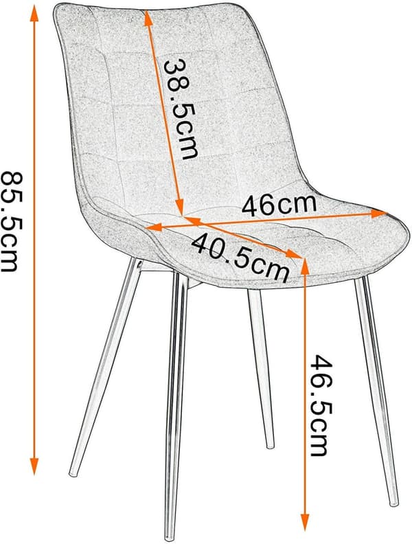 Rootz moderna matstolar i linne - metallben - bekväma sittplatser - hållbara och robusta - mångsidig design - 85,5 cm x 46 cm x 40,5 cm
