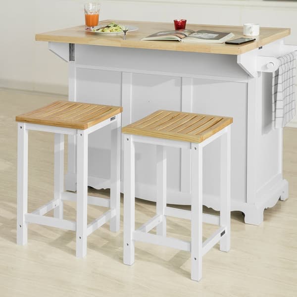Rootz Set med 2 träpallar - Köksstolar - Bänkpallar - Ergonomisk design - Hållbara furuben - Enkelt underhåll - 35cm x 61cm x 35cm