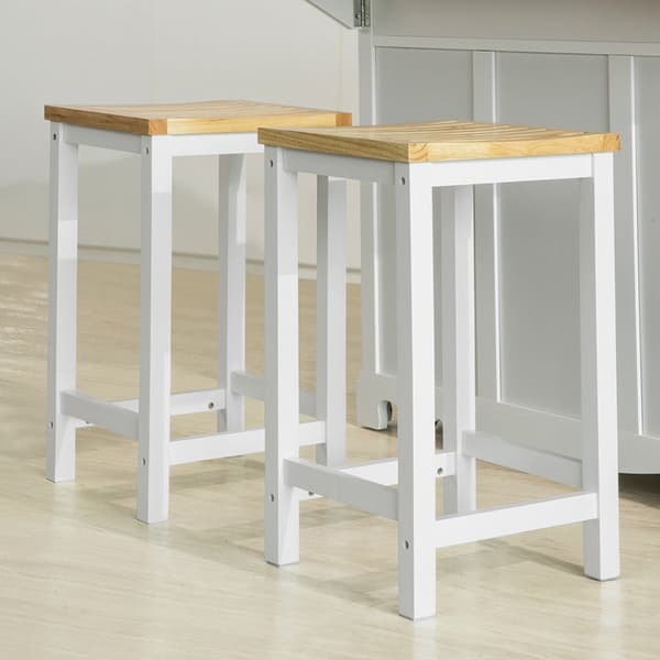 Rootz Set med 2 träpallar - Köksstolar - Bänkpallar - Ergonomisk design - Hållbara furuben - Enkelt underhåll - 35cm x 61cm x 35cm