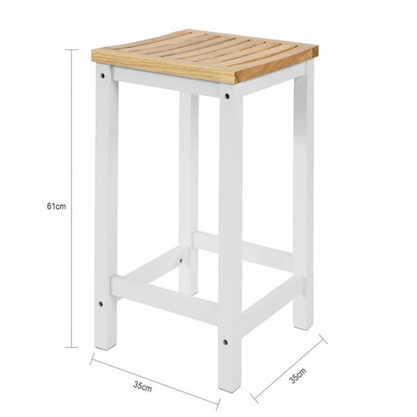 Rootz Set med 2 träpallar - Köksstolar - Bänkpallar - Ergonomisk design - Hållbara furuben - Enkelt underhåll - 35cm x 61cm x 35cm