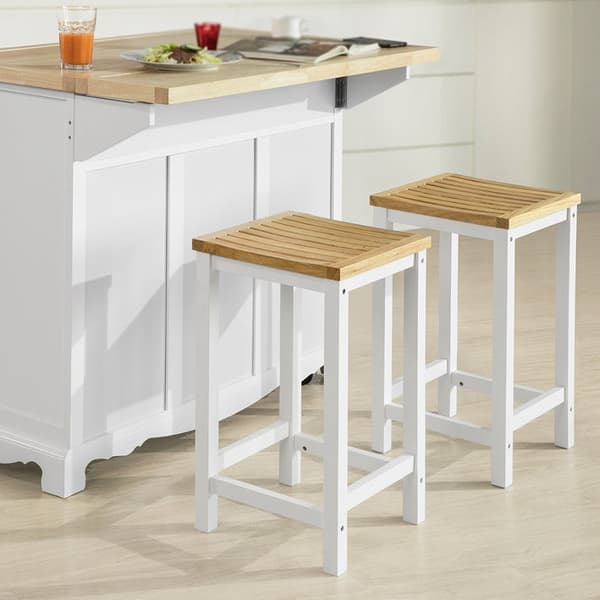 Rootz Set med 2 träpallar - Köksstolar - Bänkpallar - Ergonomisk design - Hållbara furuben - Enkelt underhåll - 35cm x 61cm x 35cm