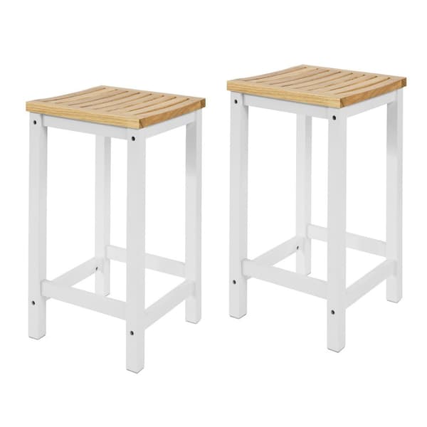 Rootz Set med 2 träpallar - Köksstolar - Bänkpallar - Ergonomisk design - Hållbara furuben - Enkelt underhåll - 35cm x 61cm x 35cm
