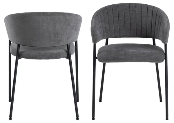 2 x Ann spisestuestol med armlæn grå.
