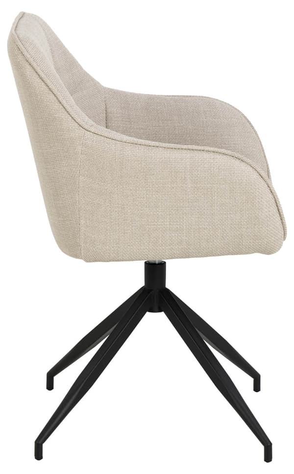 Brenda spisestuestol med armlæn, drejefunktion, beige.