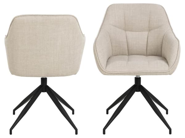 Brenda spisestuestol med armlæn, drejefunktion, beige.