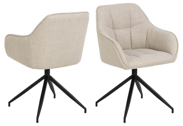 Brenda spisestuestol med armlæn, drejefunktion, beige.