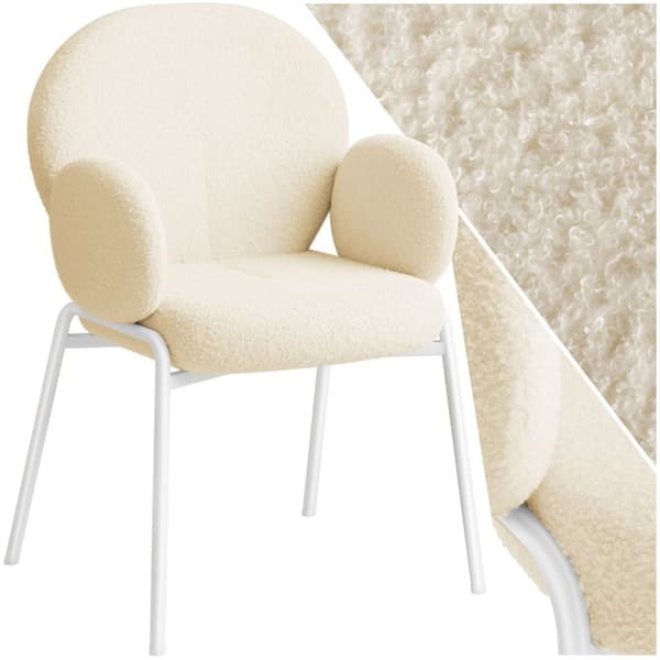 Stol Scandi polstret, Bouclé-stof - creme,pr. stk.
