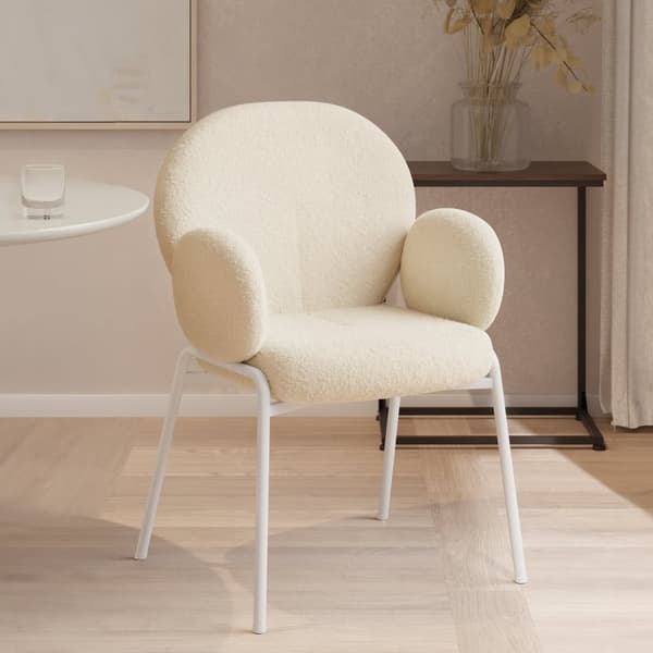 Fåtölj Scandi med bouclétyg - creme, Uppsättning av 2