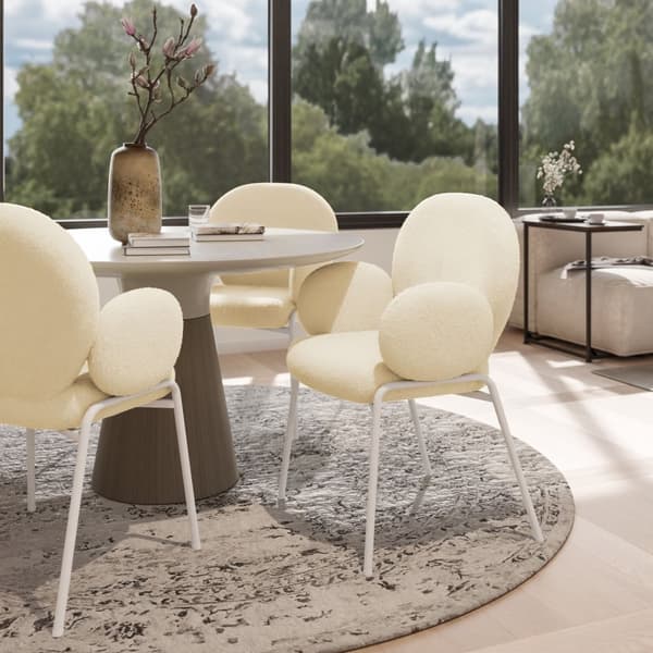 Fåtölj Scandi med bouclétyg - creme, Uppsättning av 2