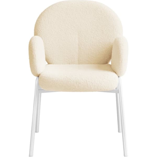 Stol Scandi polstret, Bouclé-stof - creme,Sæt med 6 stk.