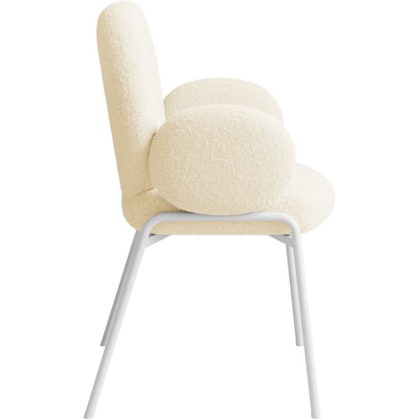 Stol Scandi polstret, Bouclé-stof - creme,Sæt med 6 stk.