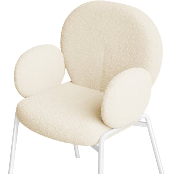 Stol Scandi polstret, Bouclé-stof - creme,Sæt med 2 stk.