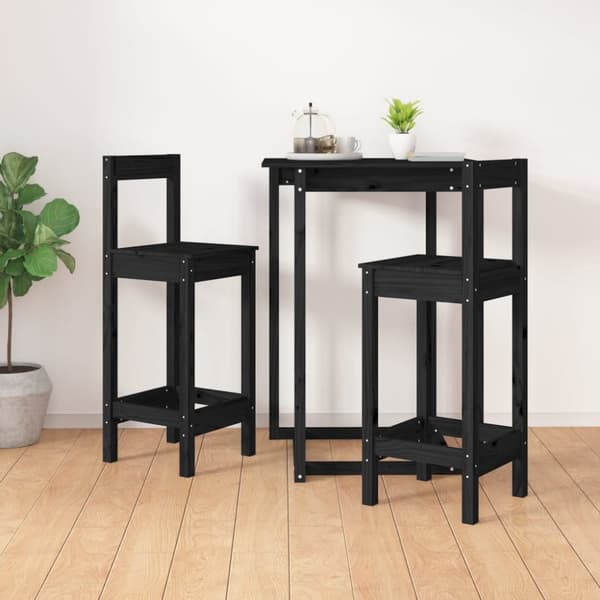 The Living Store Baarituolit 2 kpl musta 40x41,5x112 cm täysi mänty -  Keittiön & ruokapöydän tuolit