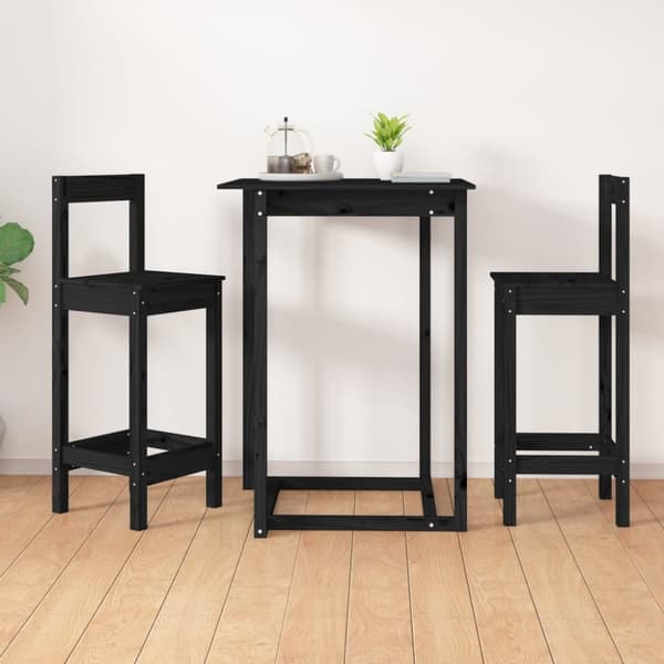 The Living Store Baarituolit 2 kpl musta 40x41,5x112 cm täysi mänty -  Keittiön & ruokapöydän tuolit