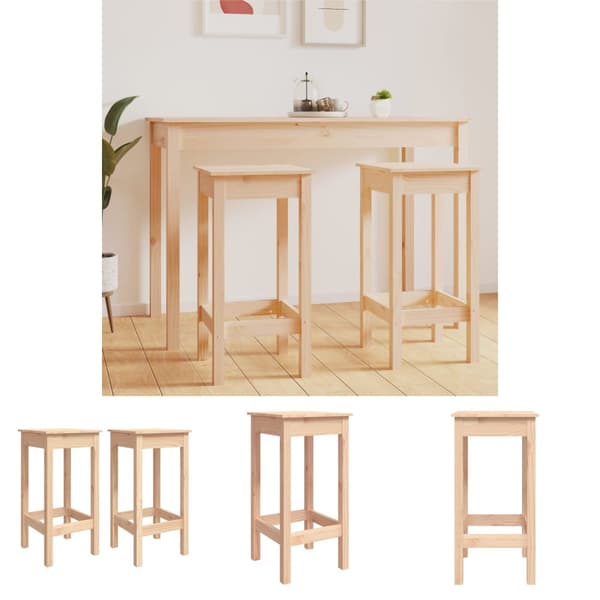 The Living Store Baarituolit 2 kpl 40x40x78 cm täysi mänty - Keittiön & ruokapöydän tuolit