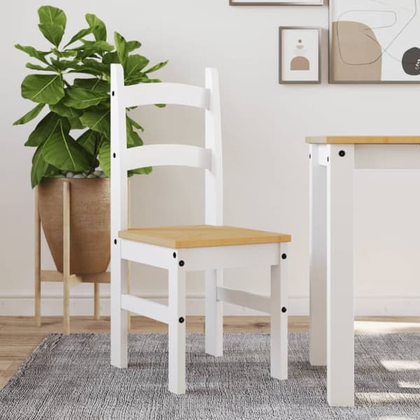 The Living Store spisebordsstole 2 stk. 40x46x99 cm massivt fyrretræ hvid -  Spisebordsstole