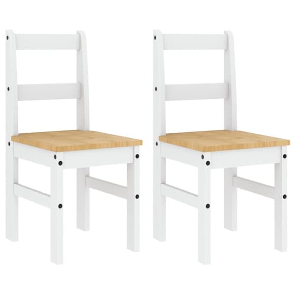 The Living Store spisebordsstole 2 stk. Panama 40x46x90 cm massivt fyrretræ hvid -  Spisebordsstole
