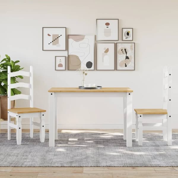 The Living Store spisebordsstole 2 stk. Corona 42x47x107 cm massivt fyr hvid -  Spisebordsstole