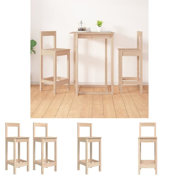The Living Store barstole 2 stk. 40x41,5x112 cm massivt fyrretræ -  Spisebordsstole