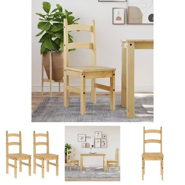 The Living Store spisebordsstole 2 stk. 40x46x99 cm massivt fyrretræ -  Spisebordsstole