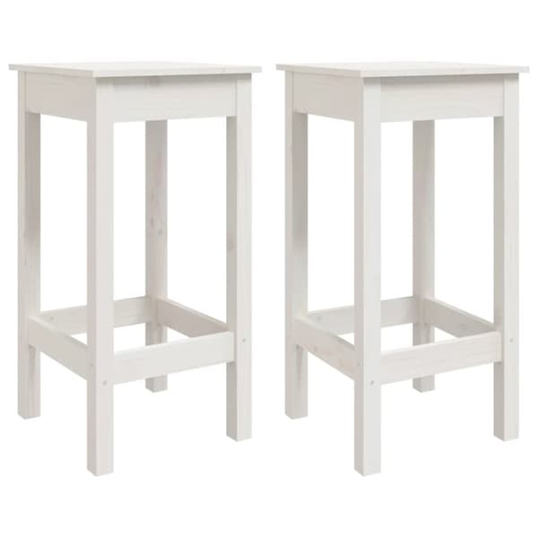 Baarituolit 2 kpl valkoinen 40x40x78 cm täysi mänty - Baarituoli - Baarituolit - Home & Living
