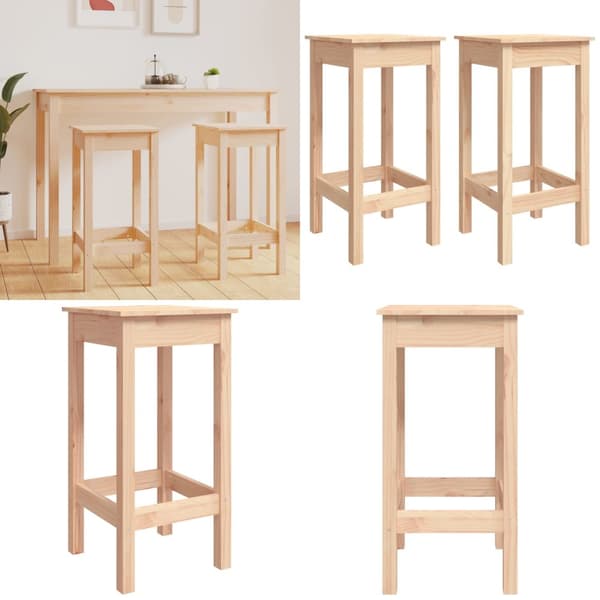 Baarituolit 2 kpl 40x40x78 cm täysi mänty - Baarituoli - Baarituolit - Home & Living