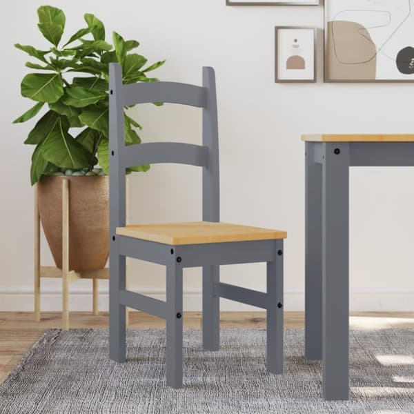 Ruokatuolit 2 kpl harmaa 40x46x99 cm täysi mänty