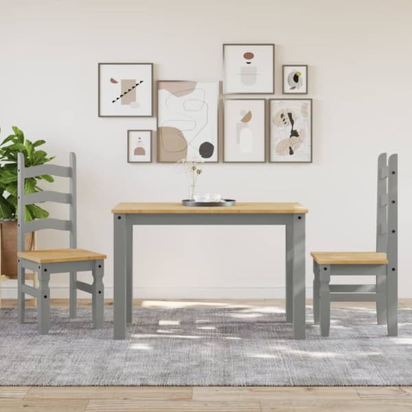 Ruokatuolit 2 kpl Corona harmaa 42x47x107 cm täysi mänty