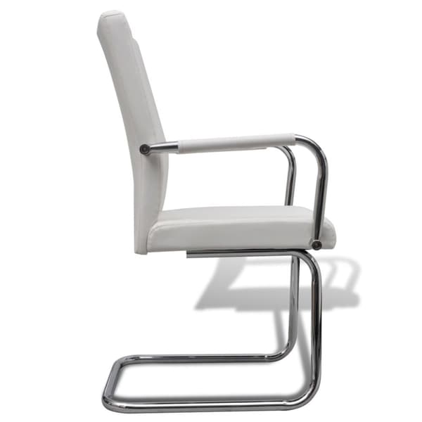 spisebordsstole med cantilever 4 stk. stof hvid