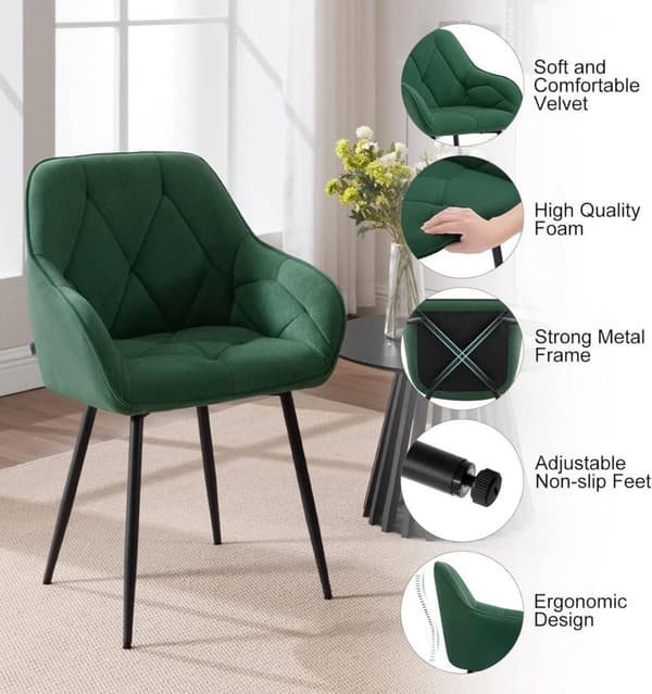 Rootz Velvet Dining Chair - Elegant stol - Bekväm sittplats - Lyxig känsla - Robust konstruktion - Ergonomisk design - 56cm x 83,5cm x 53cm
