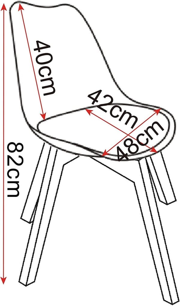 Rootz Scandinavian Style -ruokailutuoli - Comfort-tuoli - Tyylikäs istuin - Tiheä vaahto - Massiivipuujalat - Liukumattomat matot - 48 cm x 42 cm x 82