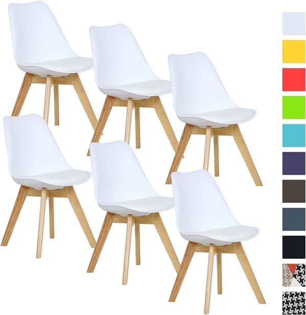 Rootz Scandinavian Style -ruokailutuoli - Comfort-tuoli - Tyylikäs istuin - Tiheä vaahto - Massiivipuujalat - Liukumattomat matot - 48 cm x 42 cm x 82