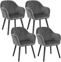 Miniatyrbillede 1 af 7: Rootz sæt med 4 spisestuestole - Fløjlsstole - Komfortable siddepladser - Nem montering, holdbart, ergonomisk design - 81 cm x 40 cm x 40 cm