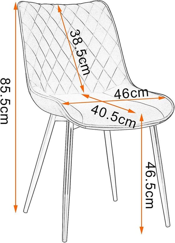 Rootz Velvet Matstolar - Eleganta stolar - Bekväma sittplatser - Slitstark, Ergonomisk, Anti-Slip - 46cm x 40,5cm x 85,5cm