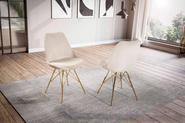 Rootz-ruokailutuolisarja 2 kpl - Skandinaaviset keittiön tuolit - Beiget kangastuolit - Mukavat ja kestävät - Nautamattomat jalat - 48 cm x 58 cm x 85