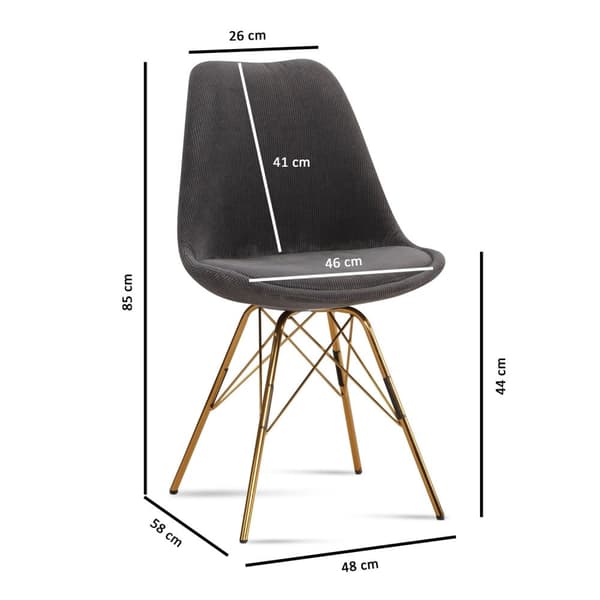 Rootz ruokasalin tuolisarja 2 kpl - Antrasiittikankaiset tuolit - Skandinaaviset keittiön tuolit - Mukavat ja kestävät - Nautamattomat jalat - 48cm x