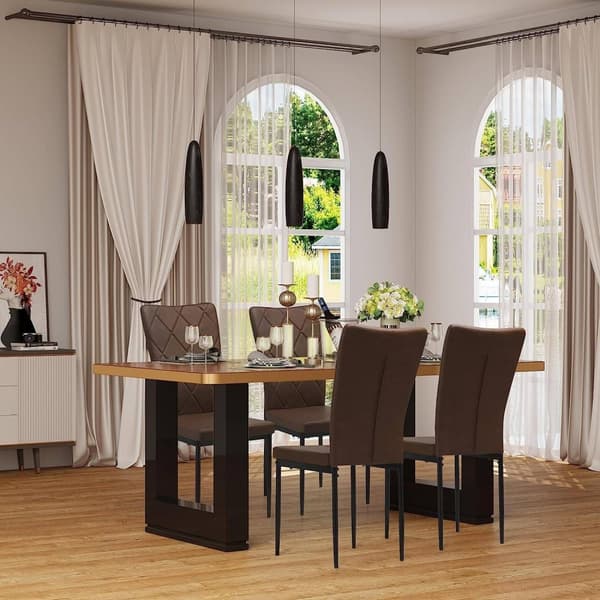 Rootz Spisestuestole Sæt med 4 - Køkkenstole - Imiteret læderstole - Højt ryglæn - Komfortable siddepladser - Holdbare metalben - 42 cm x 94,5 cm x 59