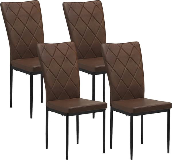 Rootz ruokasalin tuolisarja 4 kpl - Keittiötuolit - Keinonahkatuolit - Korkea selkänoja - Mukavat istuimet - Kestävät metallijalat - 42 cm x 94,5 cm x