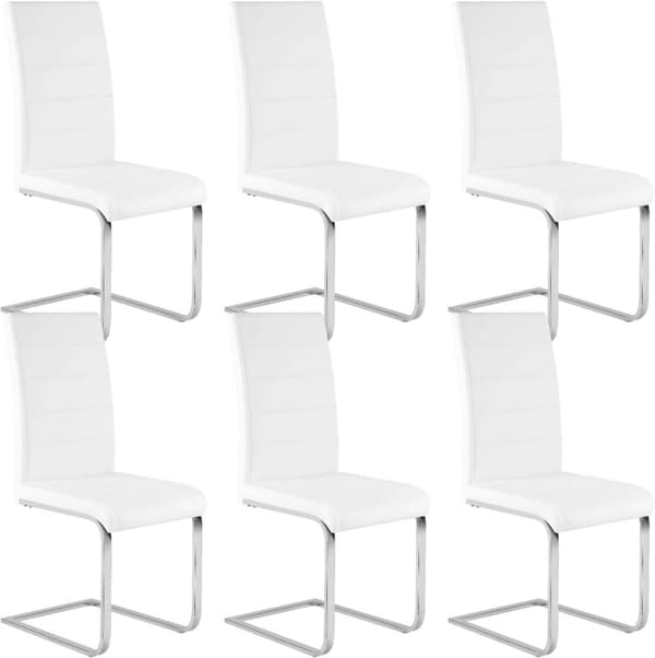 Rootz spisestuestole Sæt med 6 - Moderne stole - Stilfulde siddepladser - Kunstlæder - Ergonomisk og stabil - Gulvbeskyttelse - 41 cm x 100 cm x 55,5