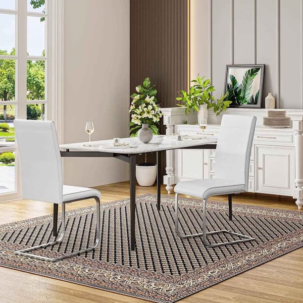 Rootz matsalsstolar Set med 2 - Gungstol - Stolar med högt ryggstöd - Vitt konstläder - Stabilt, ergonomiskt, golvvänligt - 41 cm x 100 cm x 55,5 cm