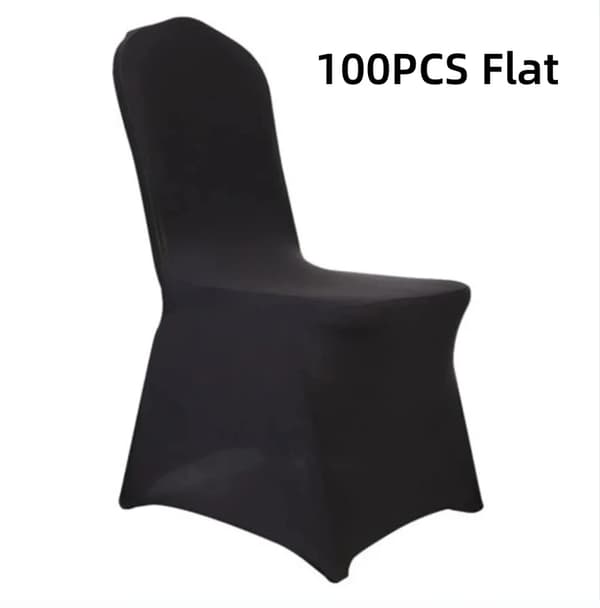 Bryllupsbetræk til bryllup, spandex materiale, universel pasform, Sort 100 stk Flad