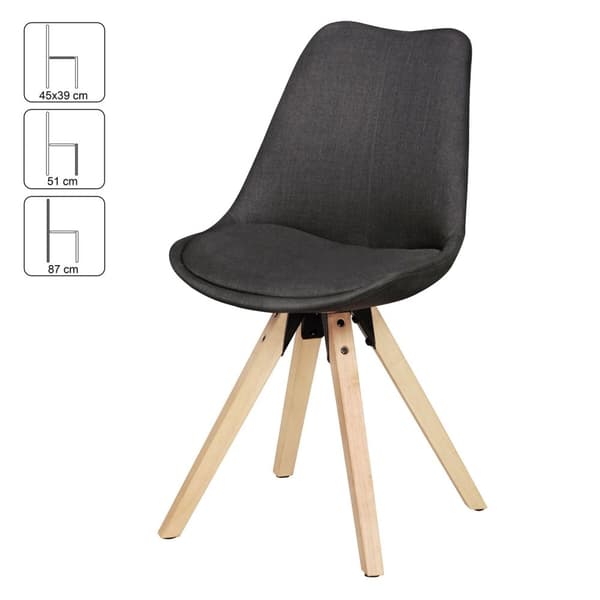 Rootz 2-delade matstolar - Köksstolar - Moderna stolar - Tygöverdrag - 49cm x 87cm x 52cm - Elegant design - Bekväm stoppning - Hållbara träben