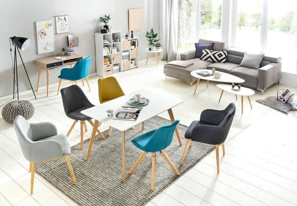 Rootz 2-delade matstolar - Köksstolar - Moderna stolar - Tygöverdrag - 49cm x 87cm x 52cm - Elegant design - Bekväm stoppning - Hållbara träben