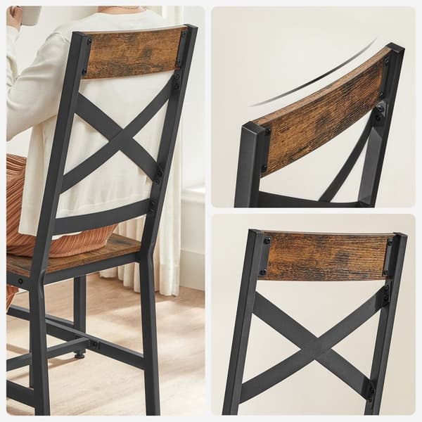 Rootz Vintage Ruskea-Musta ruokapöydän tuolit - Keittiötuolit - Lastulevy teräs - Mukavat istuimet - Tukeva rakenne - Helppo koota - 43,4 cm x 43 cm x