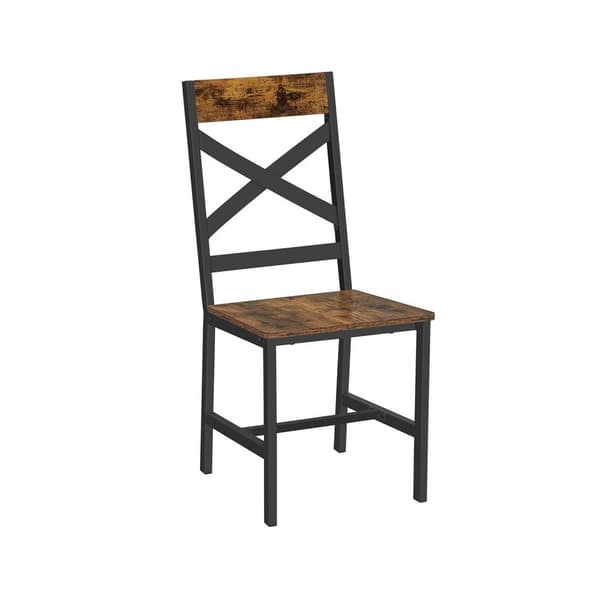 Rootz Vintage Ruskea-Musta ruokapöydän tuolit - Keittiötuolit - Lastulevy teräs - Mukavat istuimet - Tukeva rakenne - Helppo koota - 43,4 cm x 43 cm x