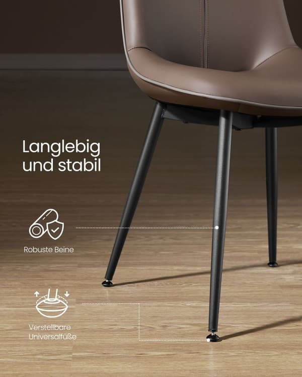Rootz Maroon Matstol - Köksstol - Stoppad stol - Plywood Stålskum PU - Bekväma sittplatser - Snygg design - Enkel montering - 56cm x 50cm x 81cm