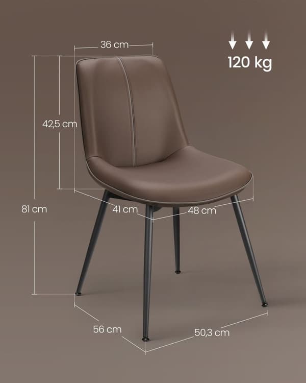 Rootz Maroon Matstol - Köksstol - Stoppad stol - Plywood Stålskum PU - Bekväma sittplatser - Snygg design - Enkel montering - 56cm x 50cm x 81cm