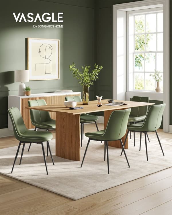 Rootz Forest Green ruokapöydän tuolit - Keittiötuolit - Pehmustetut tuolit - Vaneri- ja teräsrakenne - Mukava vaahtomuovipehmuste - 56 cm x 50 cm x 81