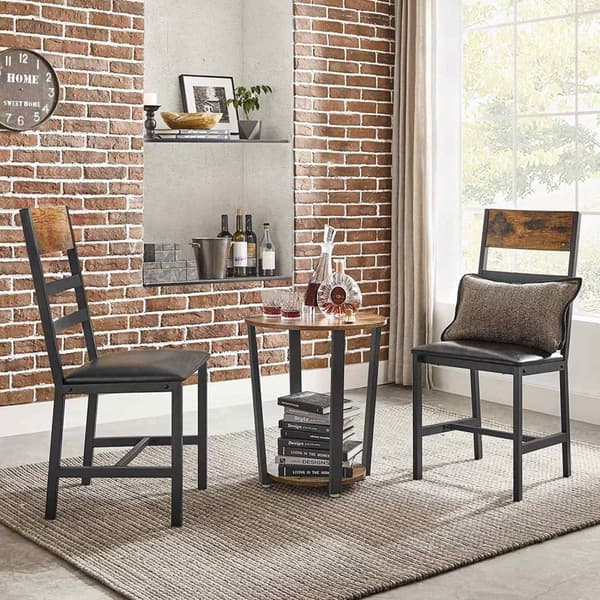 Rootz 2-delade matstolar - Vintage Brun-Svart - Spånskiva stålskum - Bekväma sittplatser - Robust konstruktion - Enkel montering - 43,4 cm x 43 cm x 9